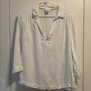 Sigrid Olsen white linen blouse M